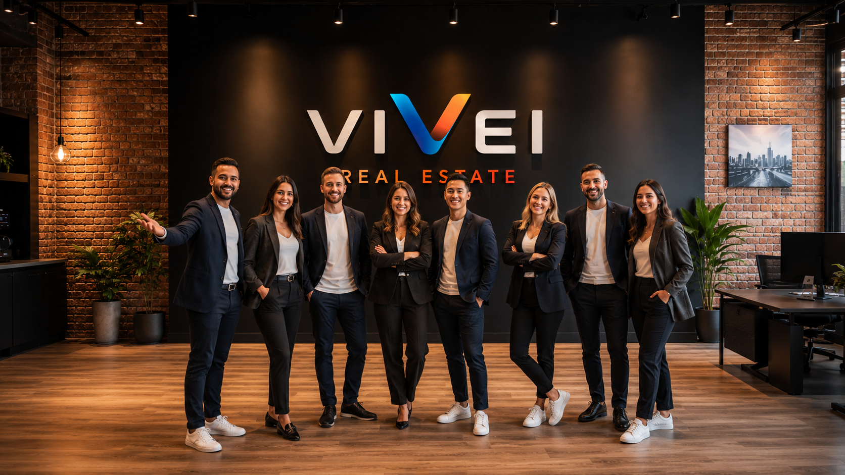Equipo Vivei en una oficina moderna